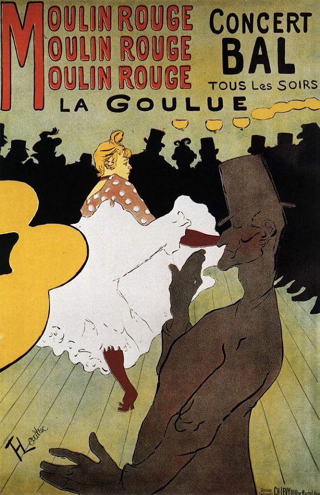 「ムーラン・ルージュのラ・グーリュ（ポスター）」（1891年）アンリ・ド・トゥールーズ＝ロートレック
