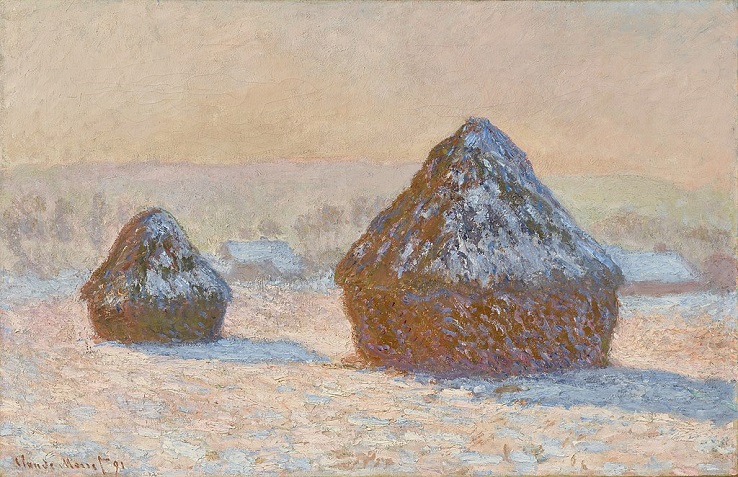 「積みわら（雪の効果、朝）」（1891年）クロード・モネ
