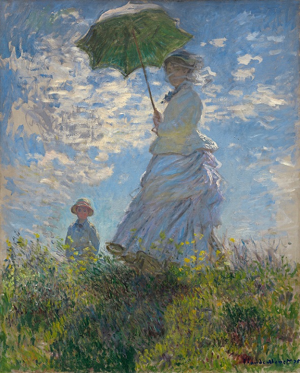 「散歩、日傘をさす女性」（1875年）クロード・モネ