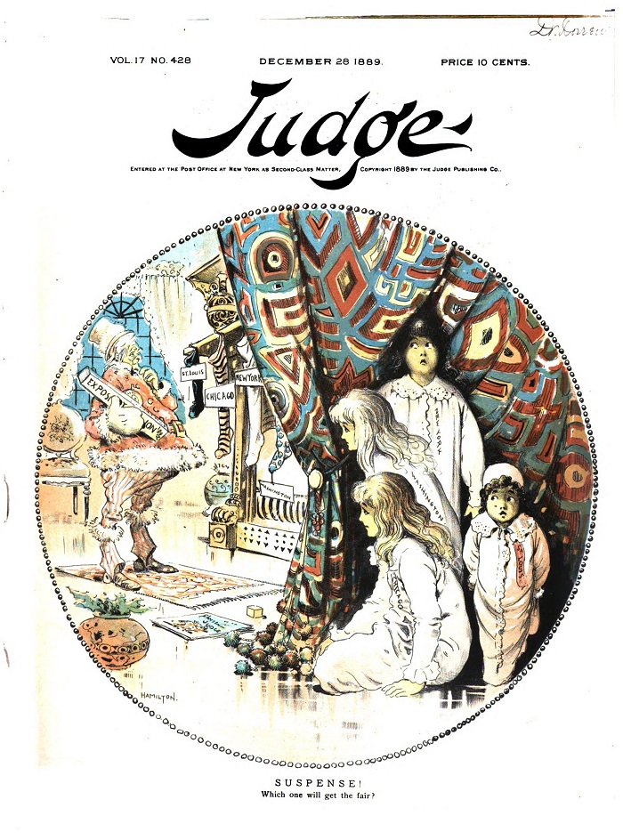 アメリカの風刺雑誌『JUDGE（1889年12月28日号）』　※Public Domain画像