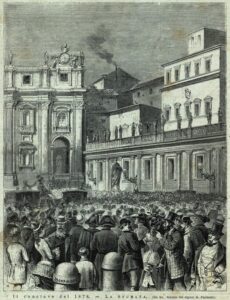 「1878年の教皇選挙（コンクラーベ）、立ち上る煙」