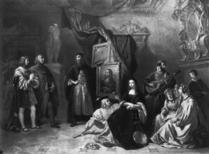 『絵画「モナ・リザ」を描くレオナルド・ダ・ヴィンチ』（1863年）