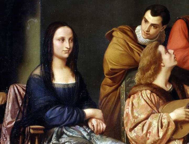 『絵画「モナ・リザ」を描くレオナルド・ダ・ヴィンチ（detail）』（1863年）チェーザレ・マッカリ