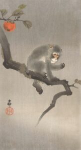 「猿に柿」（1900-1930年頃）小原古邨