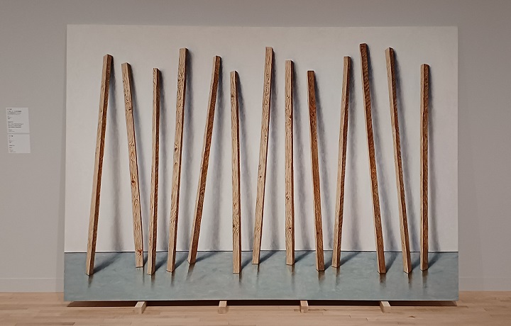 「ゲバ棒、杖、もの派の現象学、または男性性のロールモデルについてのペインティング」(2024年)佐々木健