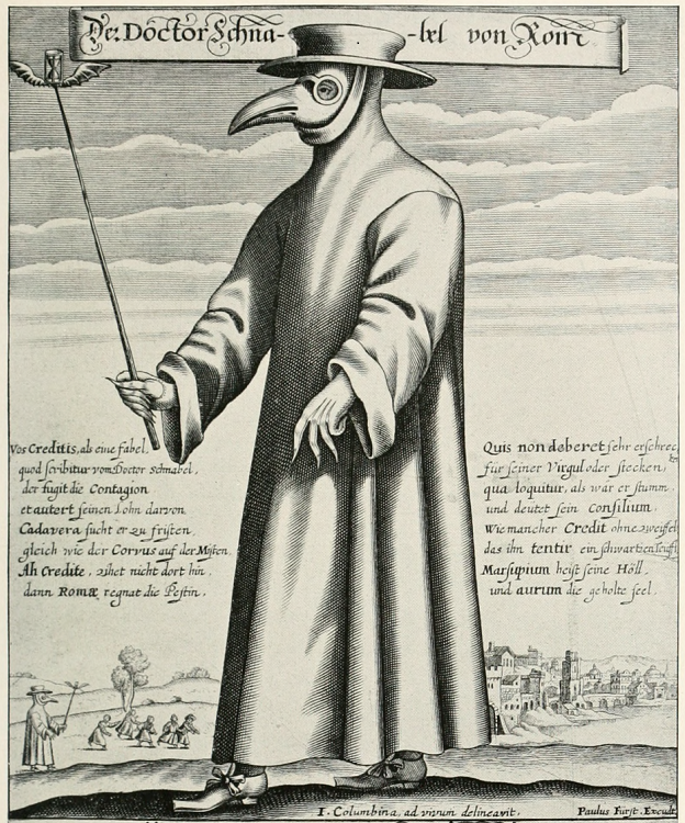 「17世紀、ローマのペスト医師」　※public domain画像