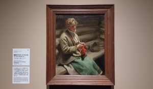 「編物をするダーラナの少女コール=マルギット」（1901年）アンデシュ・ソーン　※「スウェーデン絵画 北欧の光、日常のかがやき」展より