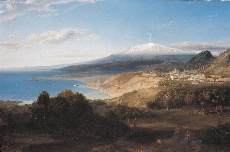 「タオルミーナとエトナ火山」（1829年頃）カール・ロットマン