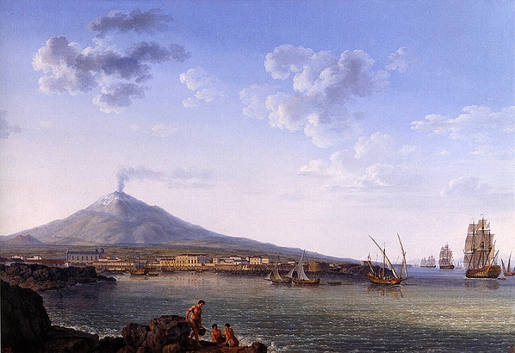 「カターニアとエトナ火山の眺め」（1778年）ヤコブ・フィリップ・ハッケルト