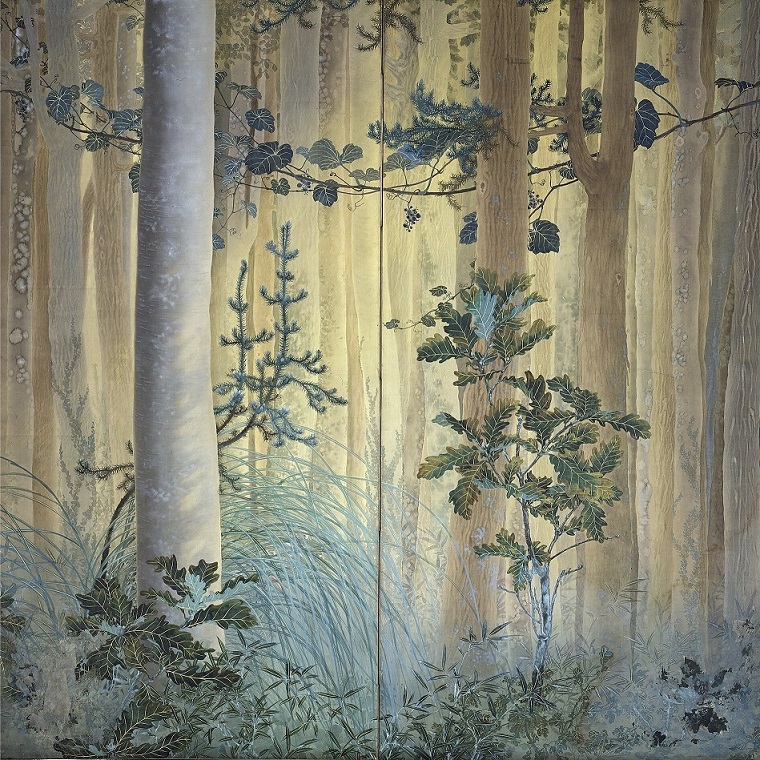 「木の間の秋（右隻）」1907年（明治40年）、下村観山