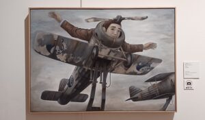 「飛べなくなった人」（1996年）石田徹也　※東京藝大美術館で開催の「ＮＨＫ日曜美術館５０年展」の様子より
