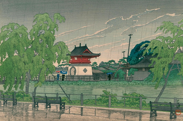 「東京二十景 不忍池之雨」（昭和4年）川瀬巴水