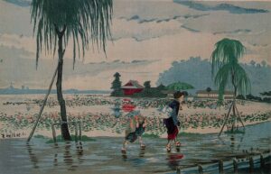 「不忍池畔雨中」（明治13年頃）小林清親