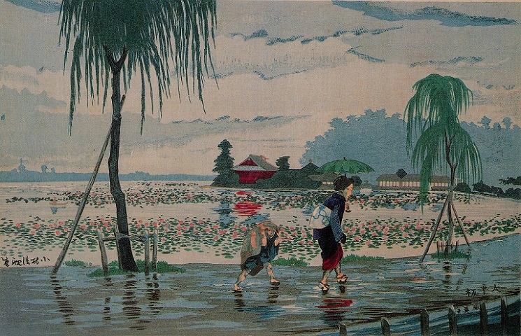 「不忍池畔雨中」（明治13年頃）小林清親