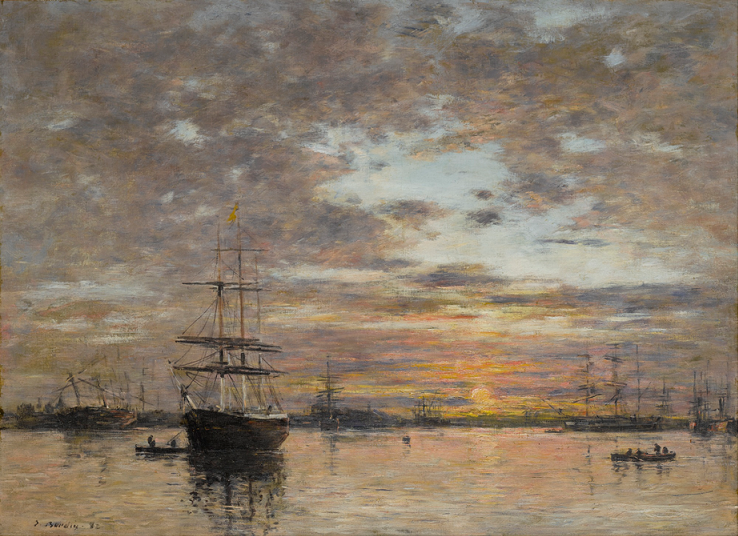 「夕暮れ時のル・アーヴル港」（1882年）ウジェーヌ・ブーダン