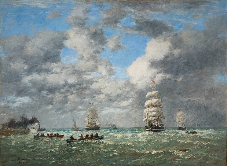 「ル・アーヴル港を出発する船」（1883年）ウジェーヌ・ブーダン