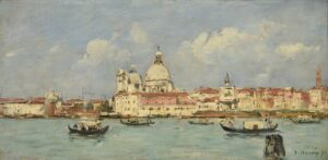 「ヴェネツィア、税関とサンタ・マリア・デッラ・サルーテ聖堂」（1895年）ウジェーヌ・ブーダン