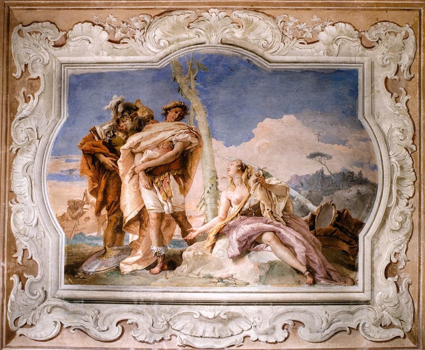 「アルミーダと別れるリナルド」（1757年）ジョヴァンニ・バッティスタ・ティエポロ