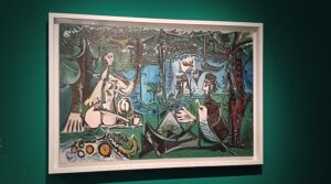 「草上の昼食（マネに基づく）」（1960年）パブロ・ピカソ　※企画展「ピカソ meets ポール・スミス」の展示風景より