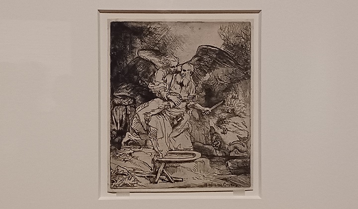 「アブラハムの犠牲」（1655年）レンブラント・ハルメンスゾーン・ファン・レイン　※国立西洋美術館の「版画家レンブラント」展より