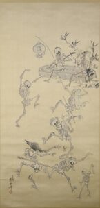 「骸骨遊戯図」（明治4～22年）河鍋暁斎　※Public Domain