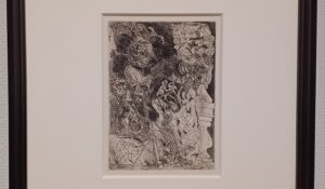 「〈ヴォラールのための連作〉：パレットを持つレンブラント」（1934年）パブロ・ピカソ　※国立西洋美術館の「版画家レンブラント」展より