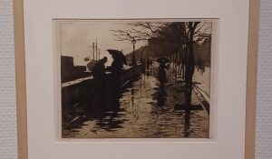 「ロンドンのヴィクトリア・エンバンクメントの眺め」（1890年）ウィレム・ウィッツェン　※国立西洋美術館の「版画家レンブラント」展より