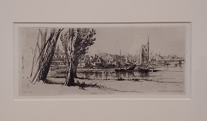 「フルハムの眺望（テムズ河岸）」（1859年）フランシス・シーモア・ヘイデン　※国立西洋美術館の「版画家レンブラント」展より