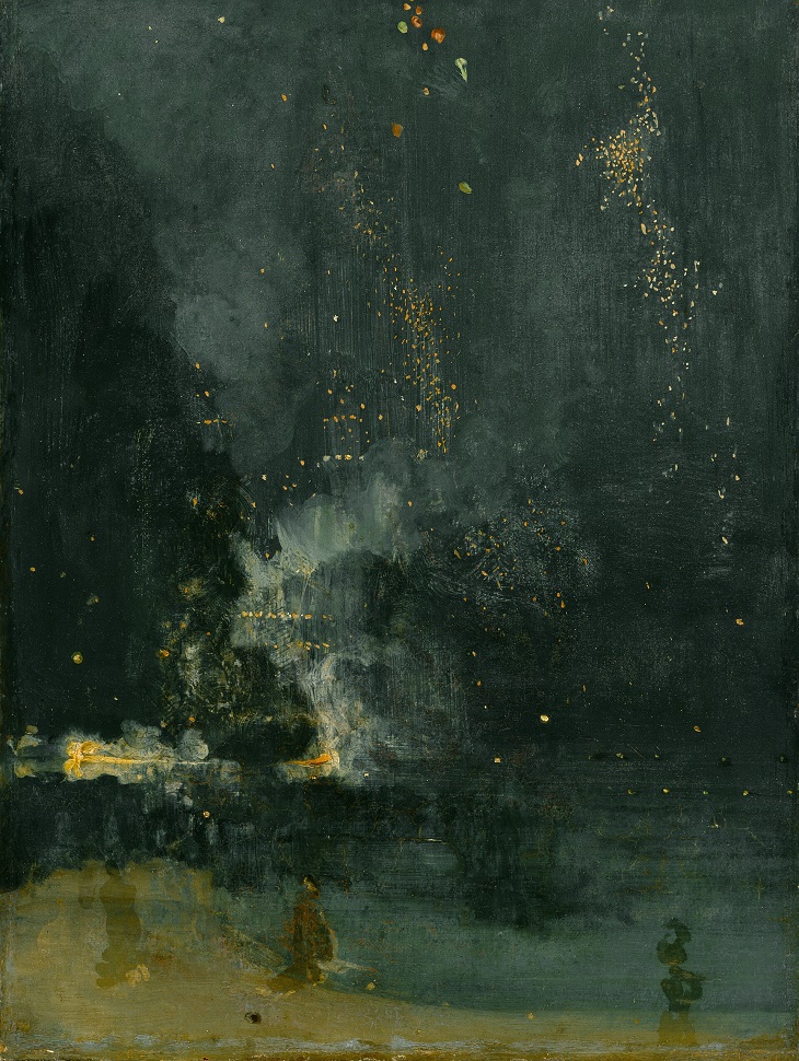 「黒と金のノクターン － 落下する花火」（1875年）ジェームズ・マクニール・ホイッスラー