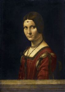 「女性の肖像（誤って付された別称「美しきフェロニエール」）」（1490-1497年頃）レオナルド・ダ・ヴィンチ